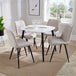 Wooden Dining Table in White Square With 4 Diamond Stitch Chairs - Aspen