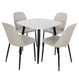 Wooden Dining Table in White Square With 4 Duo Chairs - Aspen