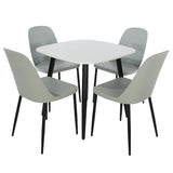 Wooden Dining Table in White Square With 4 Duo Chairs - Aspen