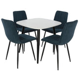 Wooden Dining Table in White Square With 4 Straight Stitch Chairs - Aspen