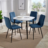 Wooden Dining Table in White Square With 4 Straight Stitch Chairs - Aspen