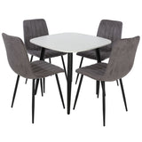 Wooden Dining Table in White Square With 4 Straight Stitch Chairs - Aspen