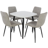 Wooden Dining Table in White Square With 4 Straight Stitch Chairs - Aspen