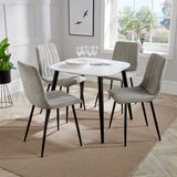 Wooden Dining Table in White Square With 4 Straight Stitch Chairs - Aspen