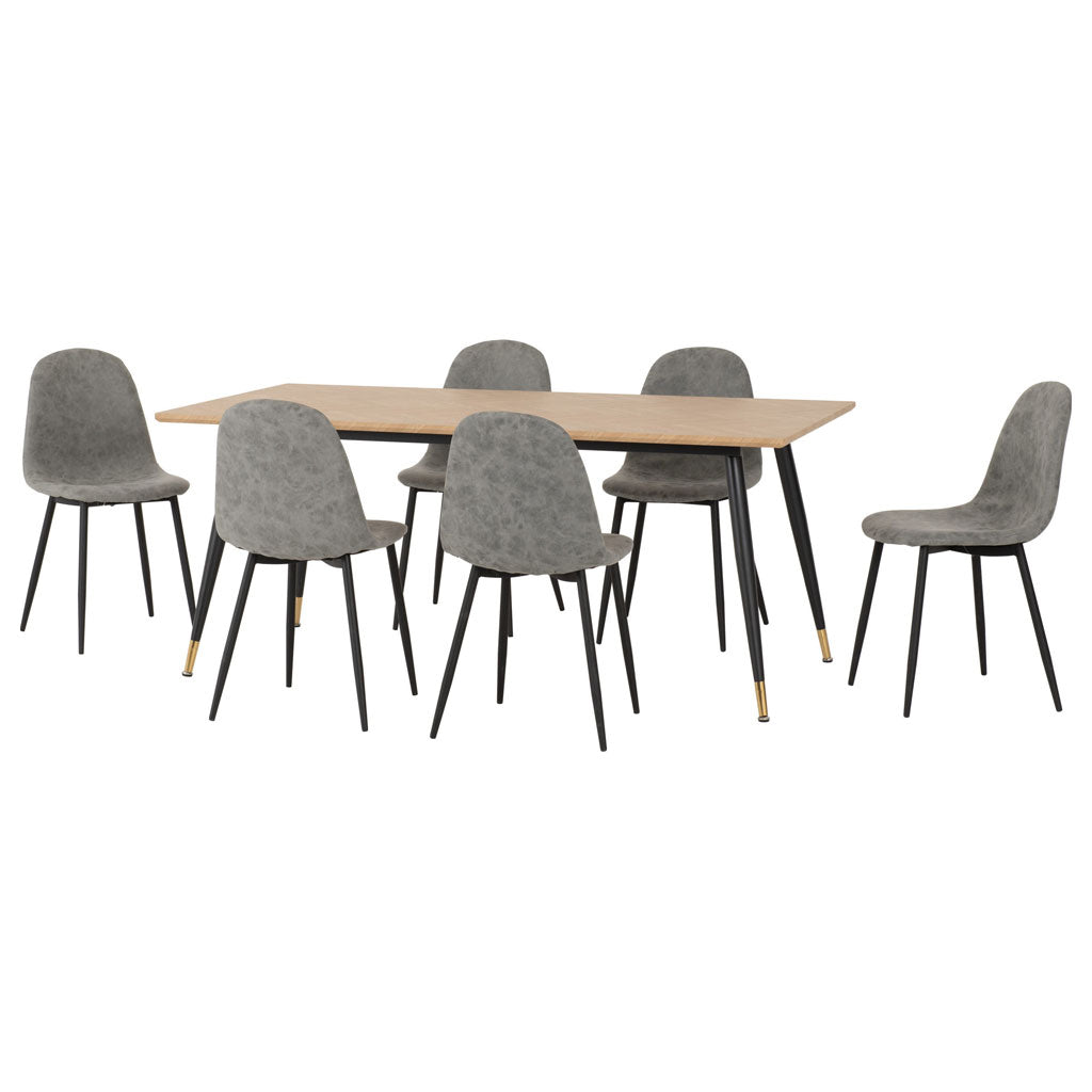 Wooden Dining Table With 6 Athens Dining Chairs - Hamilton