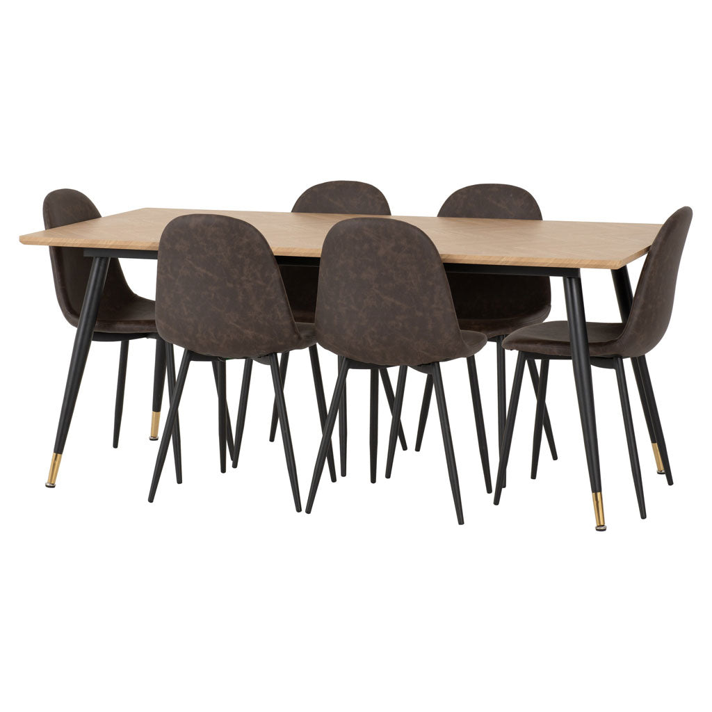 Wooden Dining Table With 6 Athens Dining Chairs - Hamilton