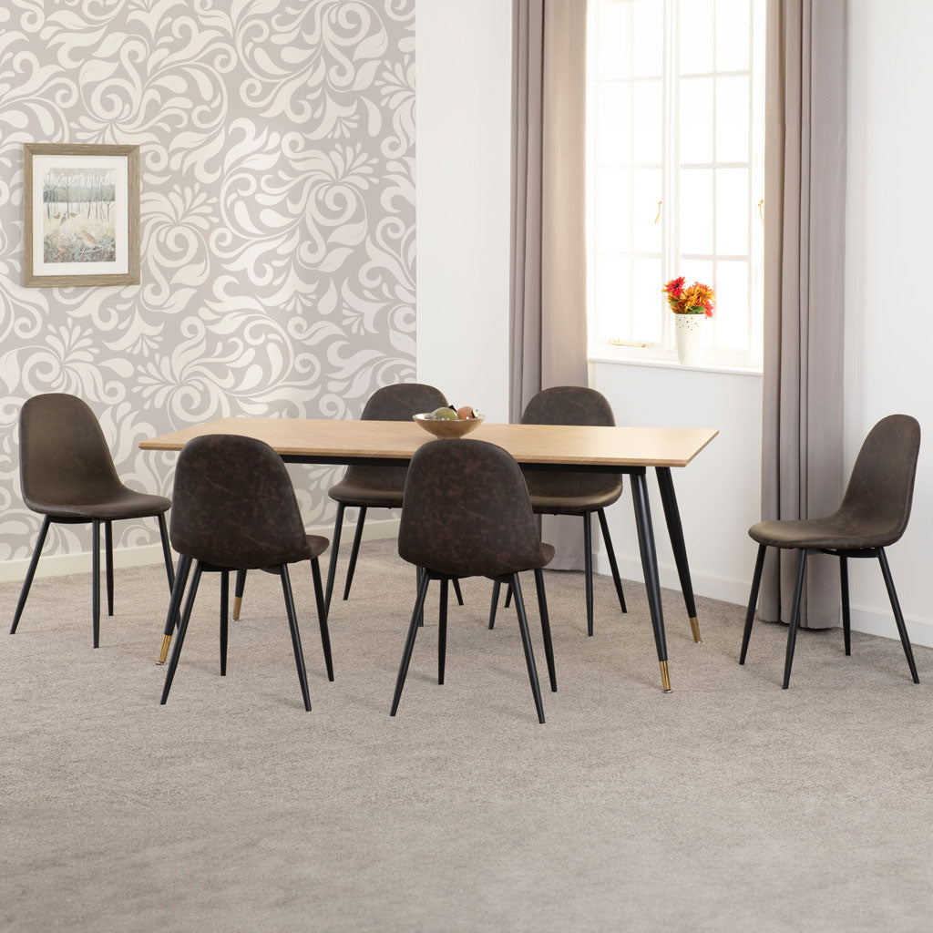 Wooden Dining Table With 6 Athens Dining Chairs - Hamilton