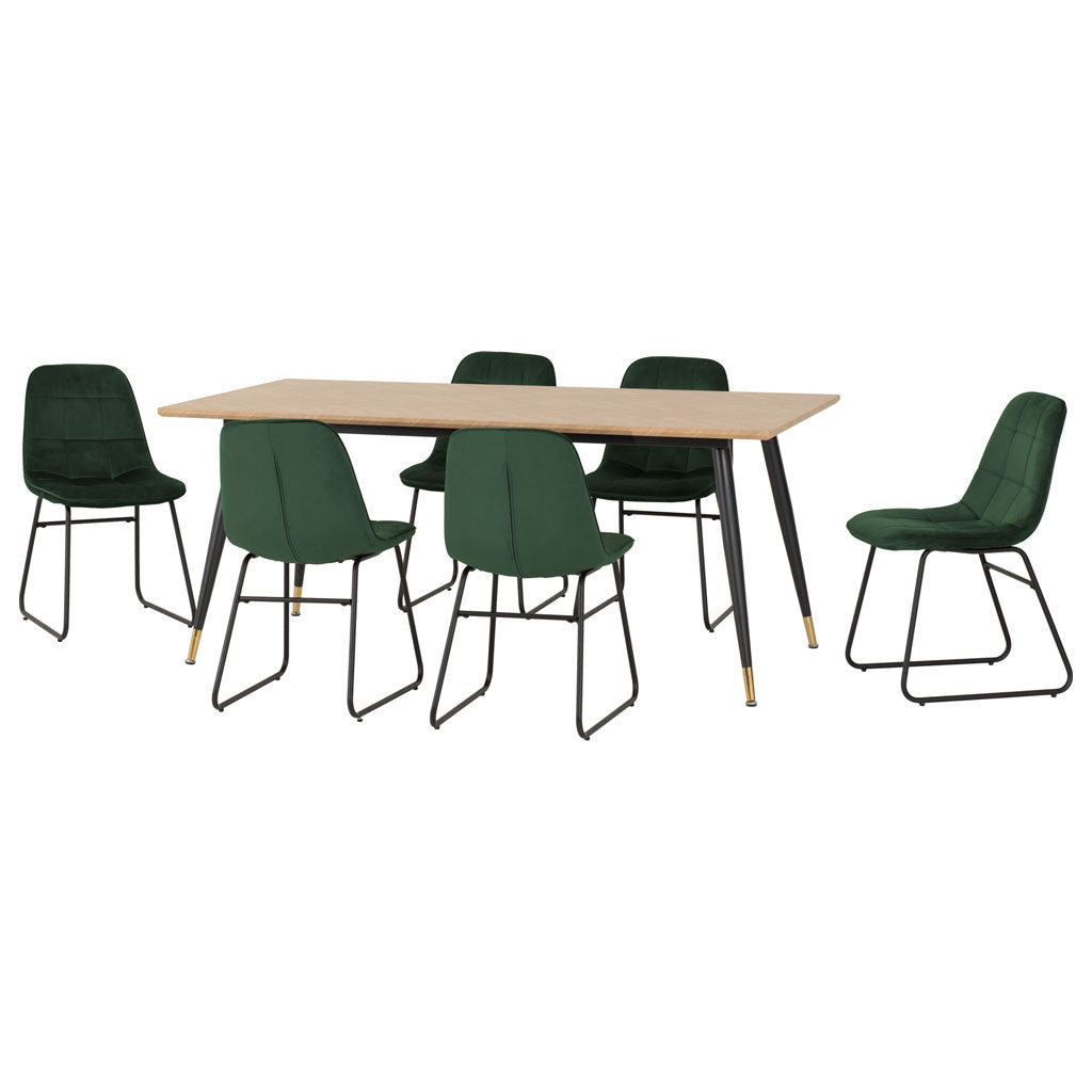 Wooden Dining Table With 6 Lukas Dining Chairs - Hamilton