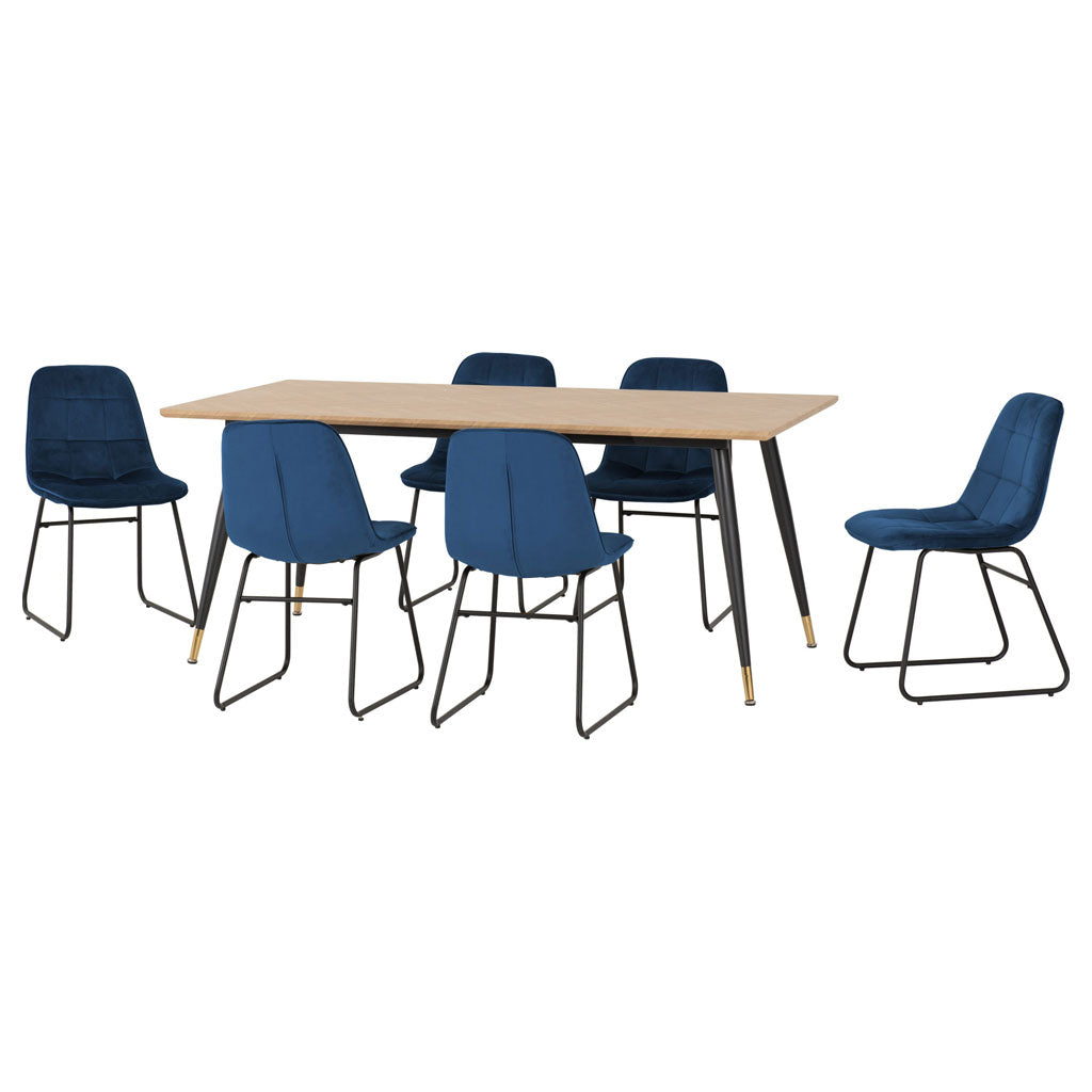Wooden Dining Table With 6 Lukas Dining Chairs - Hamilton