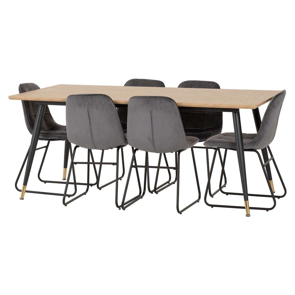 Wooden Dining Table With 6 Lukas Dining Chairs - Hamilton