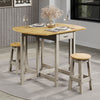 Wooden Dining Table Oval Drop Leaf With 2 Dining Stools - Corona