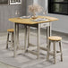 Wooden Dining Table Oval Drop Leaf With 2 Dining Stools - Corona
