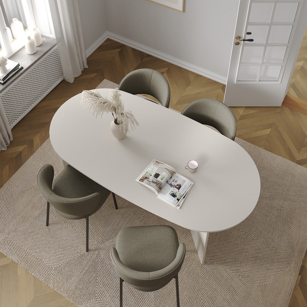 Wooden Dining Table in Oval for 4 People - Family