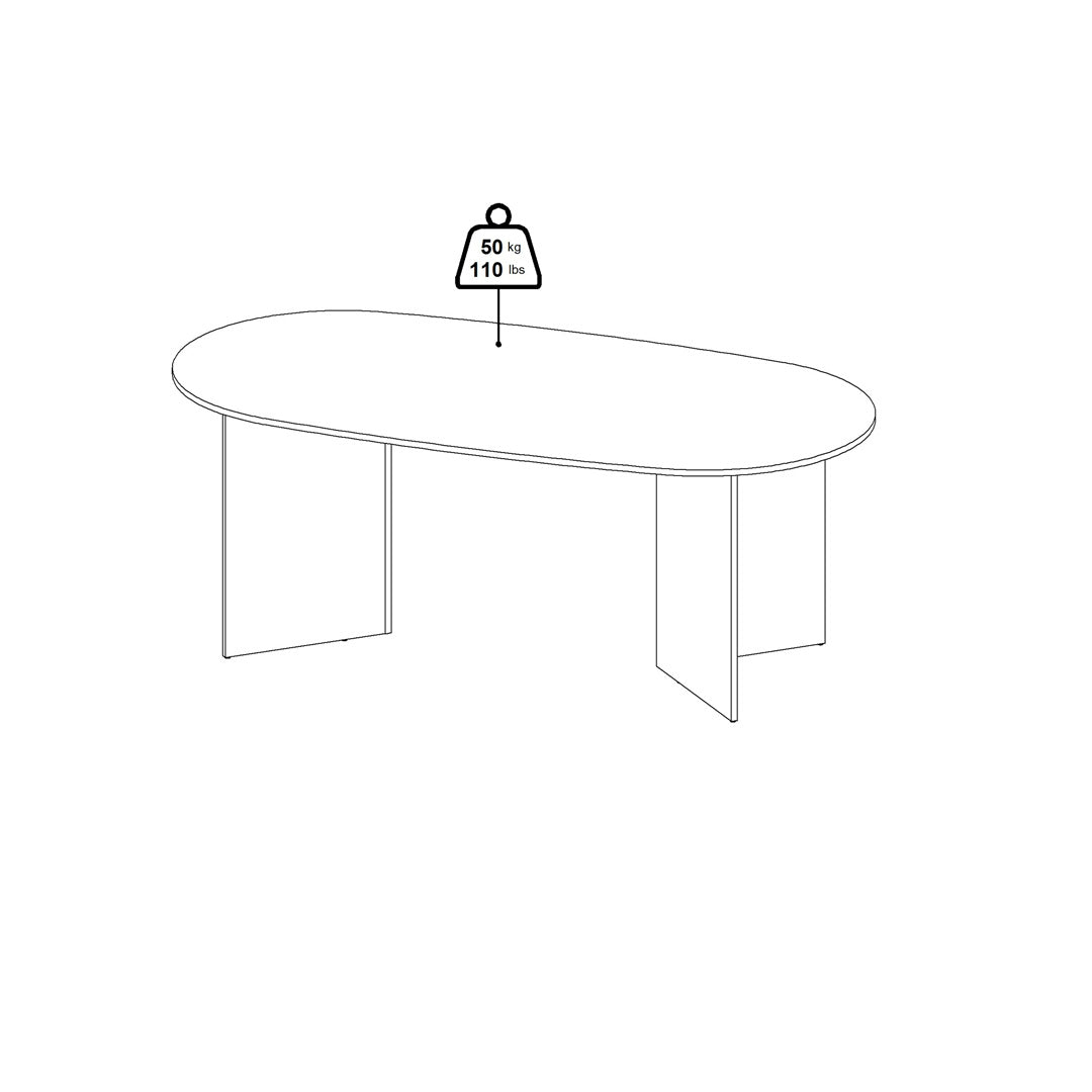 Wooden Dining Table in Oval for 4 People - Family