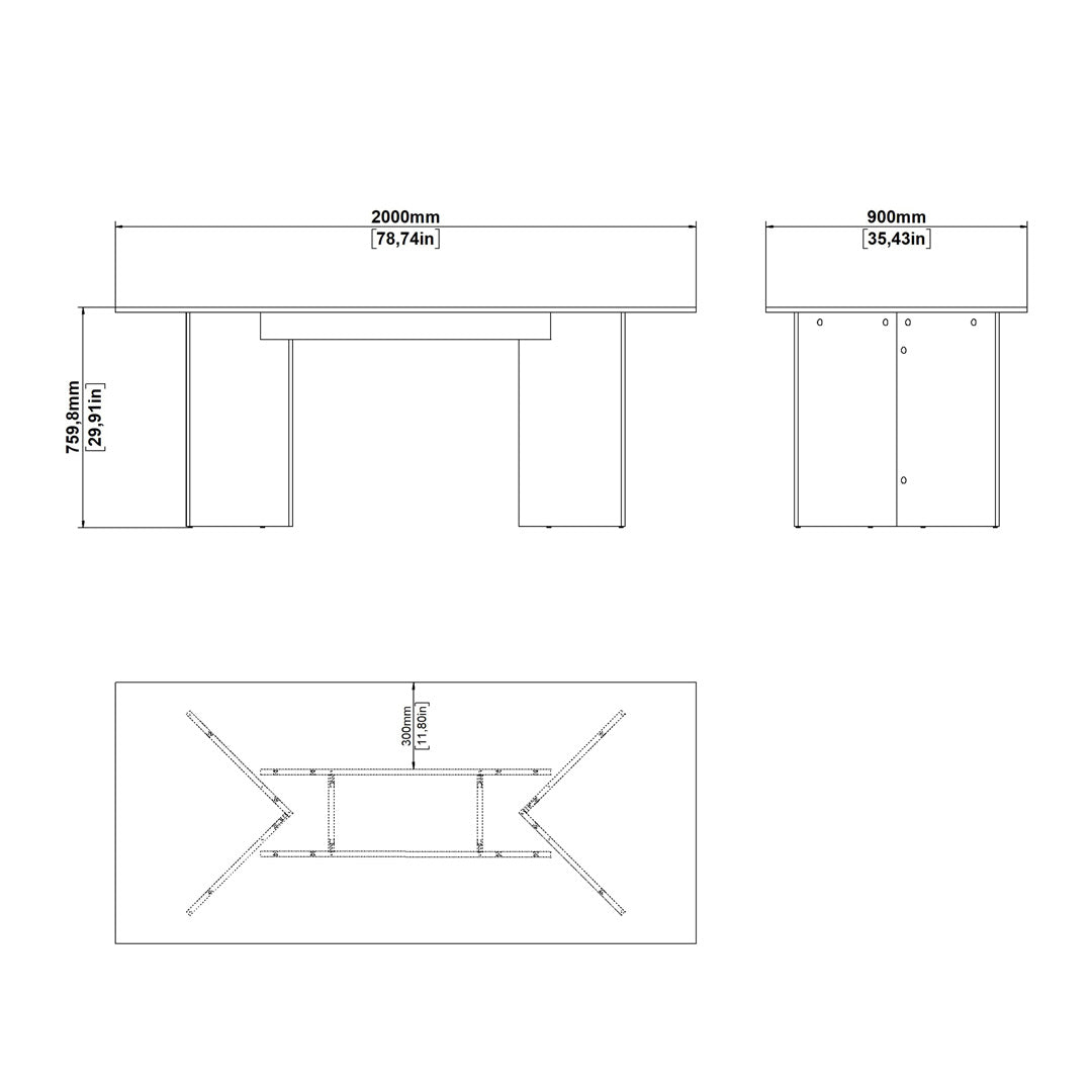 Wooden Dining Table in Rectangular for 4 People - Family