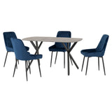 Wooden Dining Table Rectangular in Concrete Grey With 4 Avery Chairs - Athens