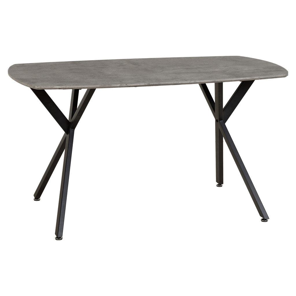 Wooden Dining Table Rectangular in Concrete Grey With 4 Avery Chairs - Athens