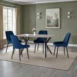 Wooden Dining Table Rectangular in Concrete Grey With 4 Avery Chairs - Athens