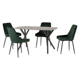 Wooden Dining Table Rectangular in Concrete Grey With 4 Avery Chairs - Athens