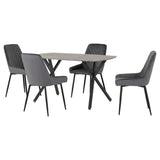 Wooden Dining Table Rectangular in Concrete Grey With 4 Avery Chairs - Athens