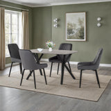 Wooden Dining Table Rectangular in Concrete Grey With 4 Avery Chairs - Athens