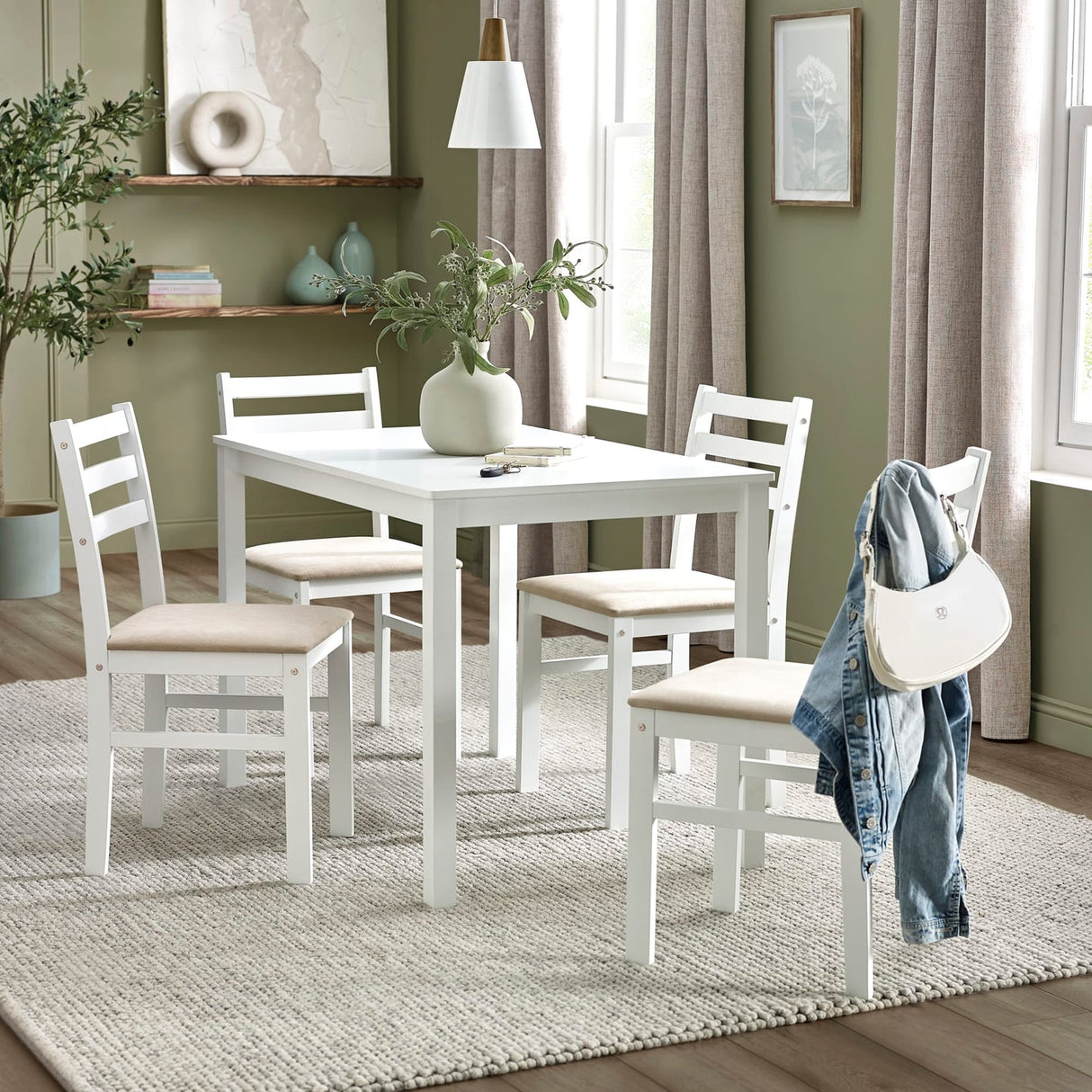 Wooden Dining Table Rectangular With 4 Chairs - Keats