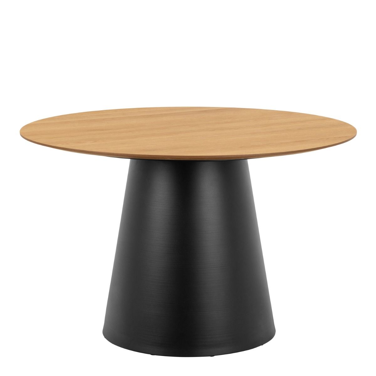 Wooden Dining Table Round With 4 Arlene Black Dining Chairs - Soli