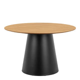 Wooden Dining Table Round With 4 Arlene Black Dining Chairs - Soli
