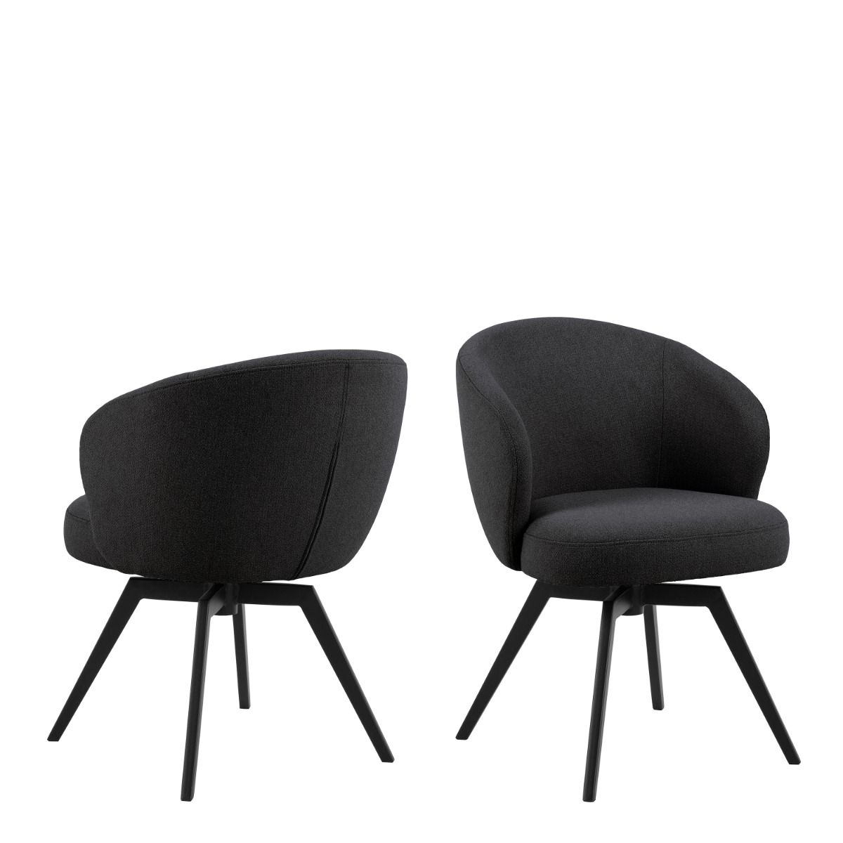 Wooden Dining Table Round With 4 Arlene Black Dining Chairs - Soli