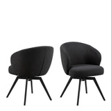 Wooden Dining Table Round With 4 Arlene Black Dining Chairs - Soli