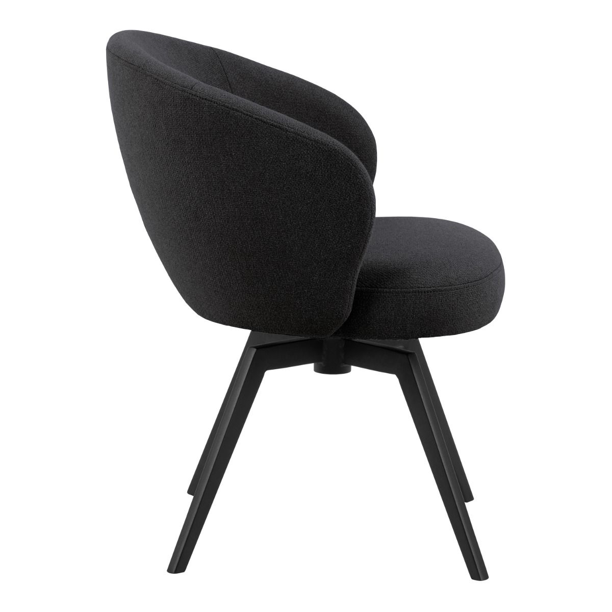 Wooden Dining Table Round With 4 Arlene Black Dining Chairs - Soli