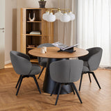 Wooden Dining Table Round With 4 Darlene Dining Chairs - Soli