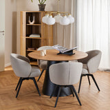 Wooden Dining Table Round With 4 Darlene Dining Chairs - Soli