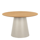 Wooden Dining Table Round With 4 Ella Beige Dining Chairs - Soli