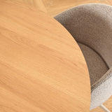 Wooden Dining Table Round With 4 Ella Beige Dining Chairs - Soli