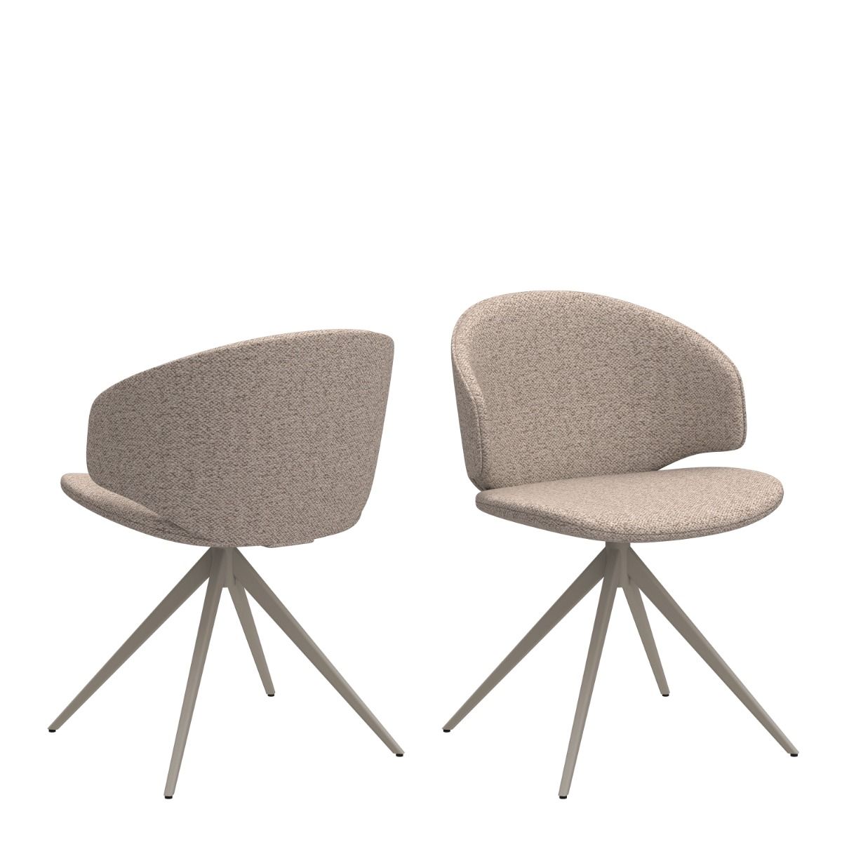 Wooden Dining Table Round With 4 Ella Beige Dining Chairs - Soli