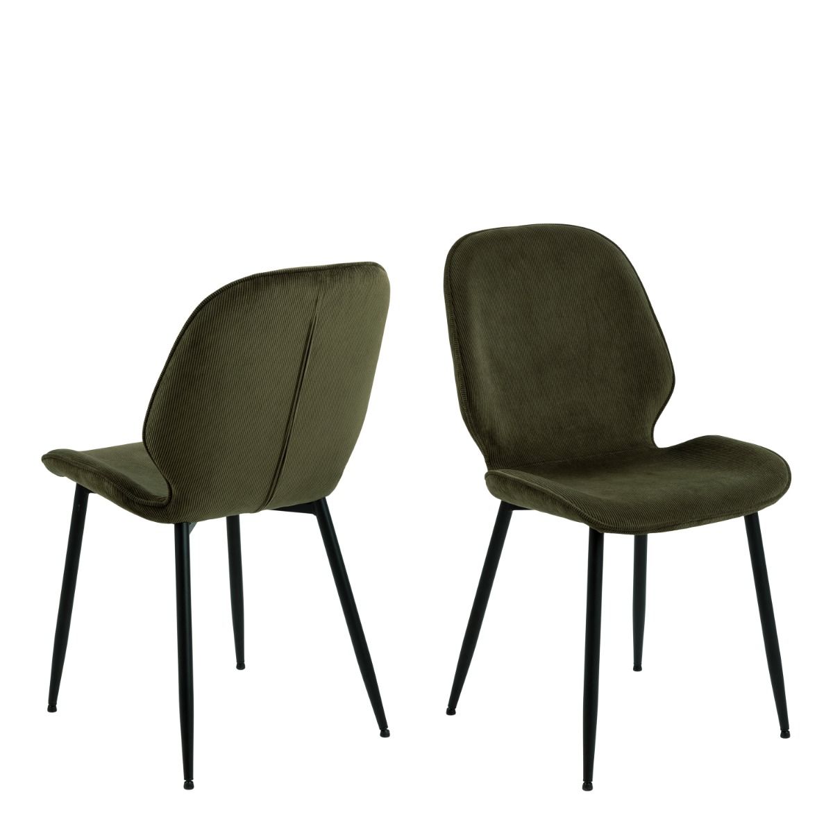 Wooden Dining Table Round With 4 Femke Olive Green Dining Chairs - Nagano