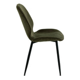 Wooden Dining Table Round With 4 Femke Olive Green Dining Chairs - Nagano