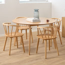 Wooden Dining Table Round With 4 Ida Oak Dining Chairs - Nagano