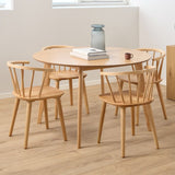 Wooden Dining Table Round With 4 Ida Oak Dining Chairs - Nagano