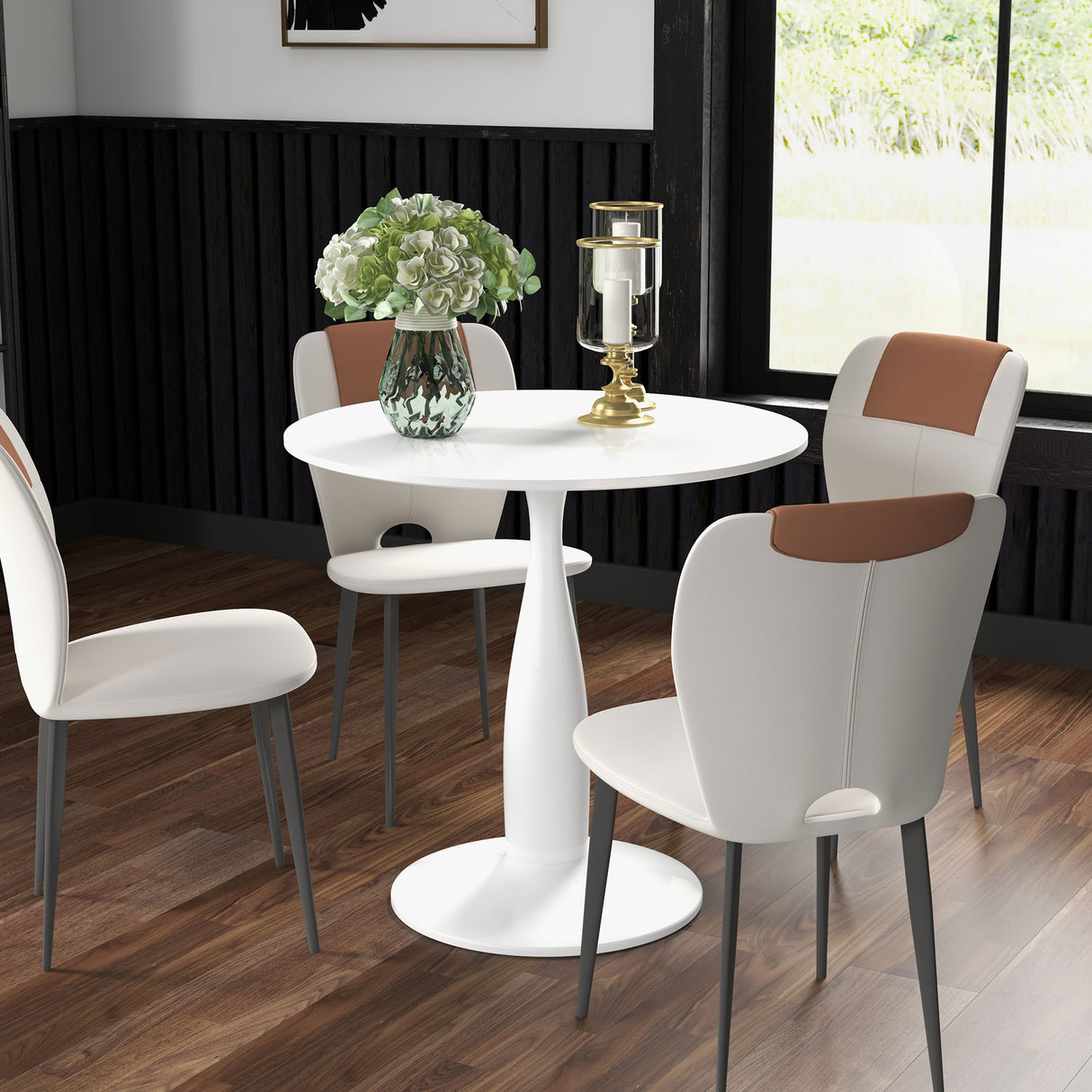 Wooden Dining Table Round for 4 People - Velmora