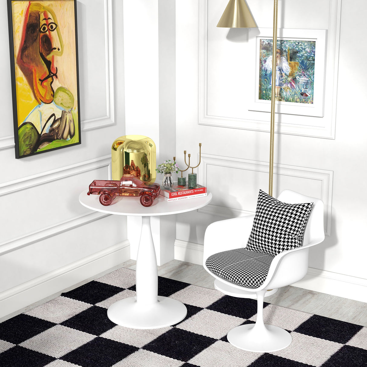 Wooden Dining Table Round for 4 People - Velmora