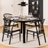 Wooden Dining Table Round Extending With 4 Cassandra Black Dining Chairs - Montreux