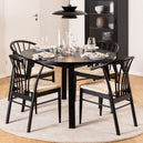 Wooden Dining Table Round Extending With 4 Cassandra Black Dining Chairs - Montreux