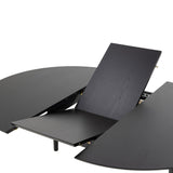 Wooden Dining Table Round Extending With 6 Cassandra Black Dining Chairs - Montreux