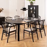 Wooden Dining Table Round Extending With 6 Cassandra Black Dining Chairs - Montreux