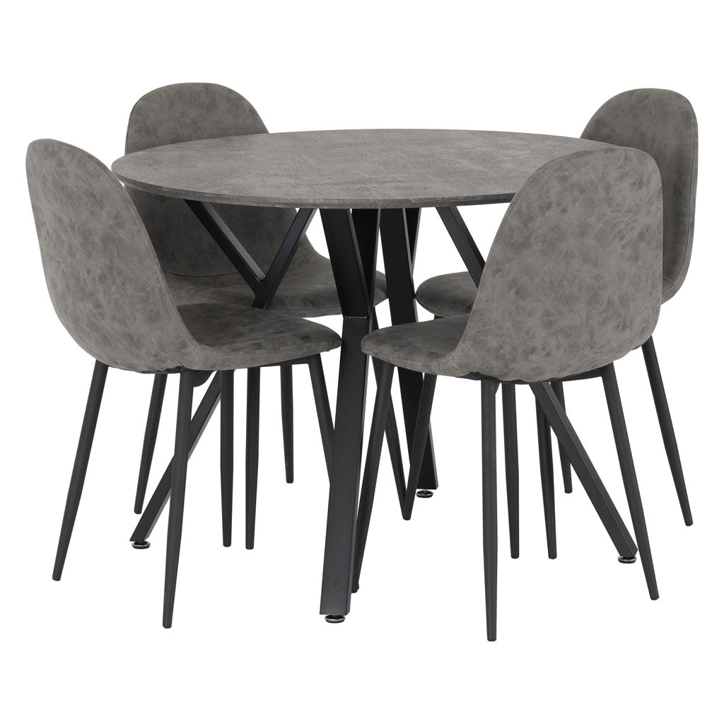 Wooden Dining Table Round With 4 Chairs - Athens