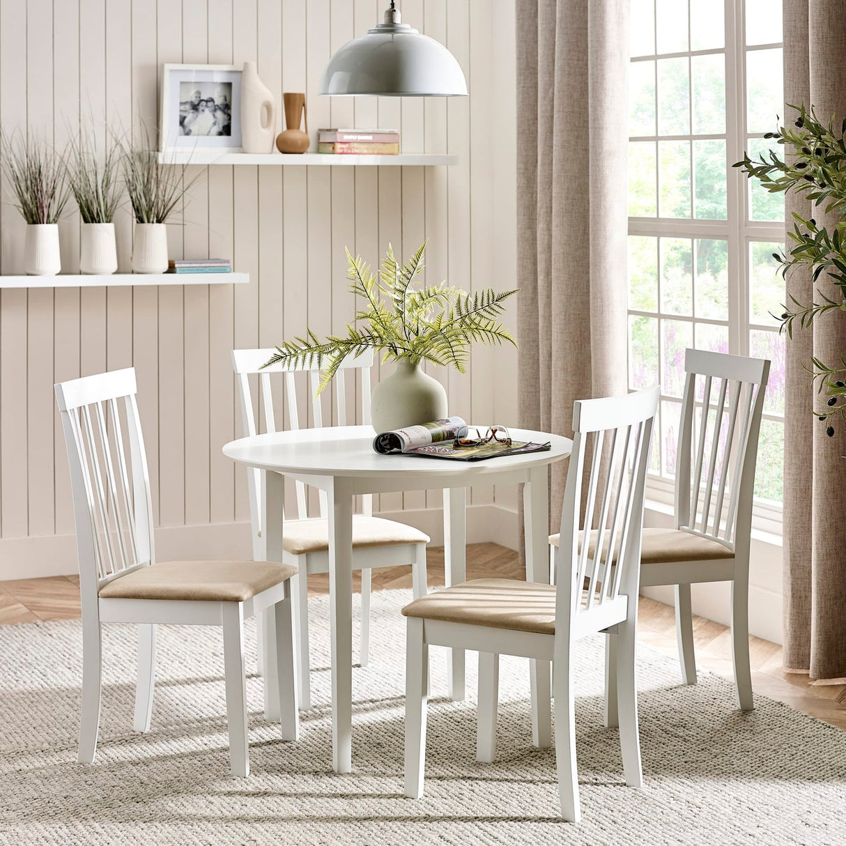 Wooden Dining Table Round With 4 Chairs - Orwell