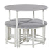 Wooden Dining Table Round With 4 Upholstered Stools - Velmora