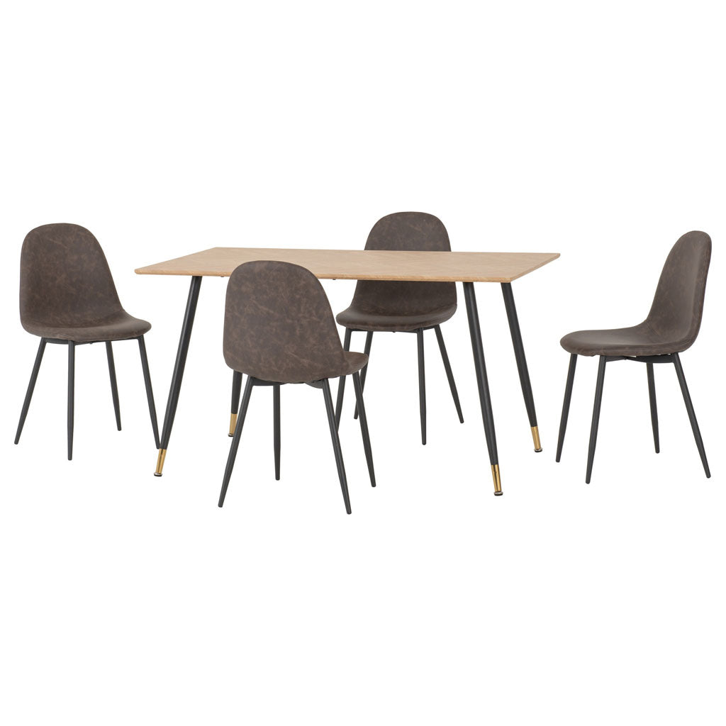 Wooden Dining Table With 4 Athens Dining Chairs - Hamilton